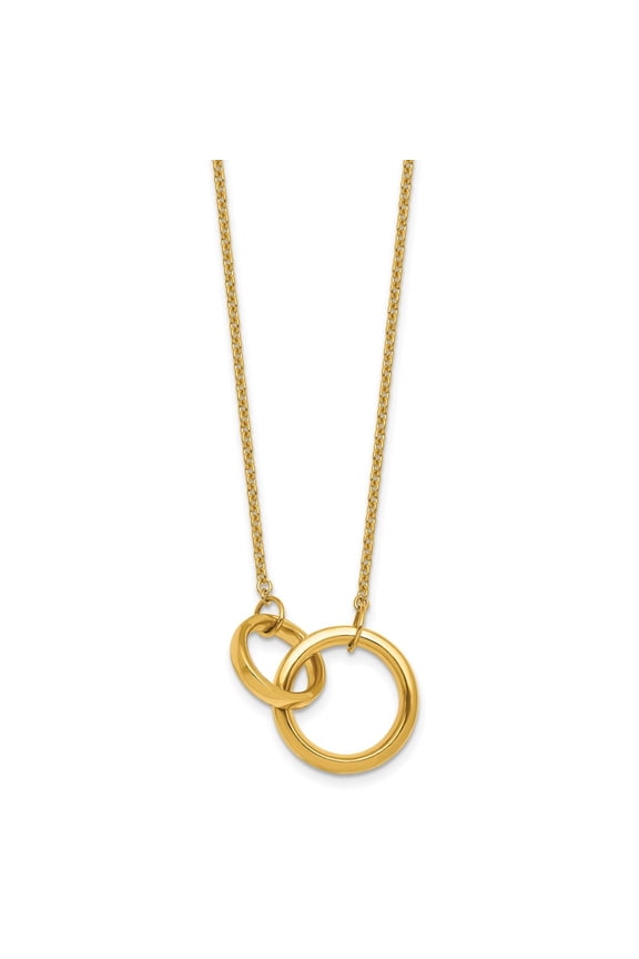 14K Yellow Gold Polished Interlocking Circles Necklace for Women 18"