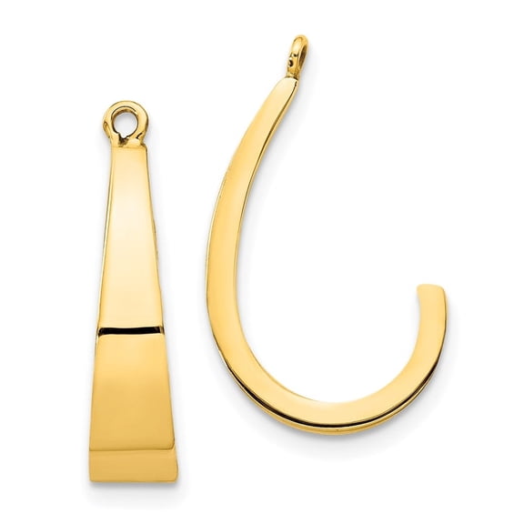 Diamond2Deal 14K Yellow Gold Polished J-Hoop Jacket Earrings (L- 0.79 inch, W-0.2 inch)