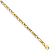 Diamond2Deal 14K Yellow Gold Polished Link Chain Bracelet for Men 7.5"
