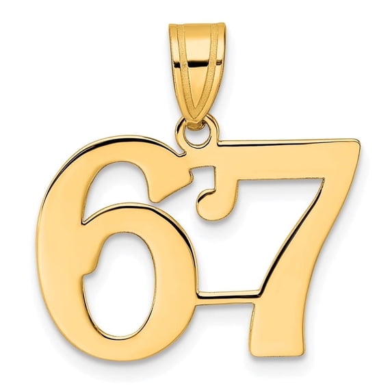 Diamond2Deal Mother's Day Gift 14K Yellow Gold Polished Number 67 Pendant for Women