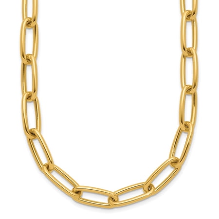 Diamond2Deal 14K Yellow Gold Polished Paperclip Y-drop Toggle Necklace for Women 18"