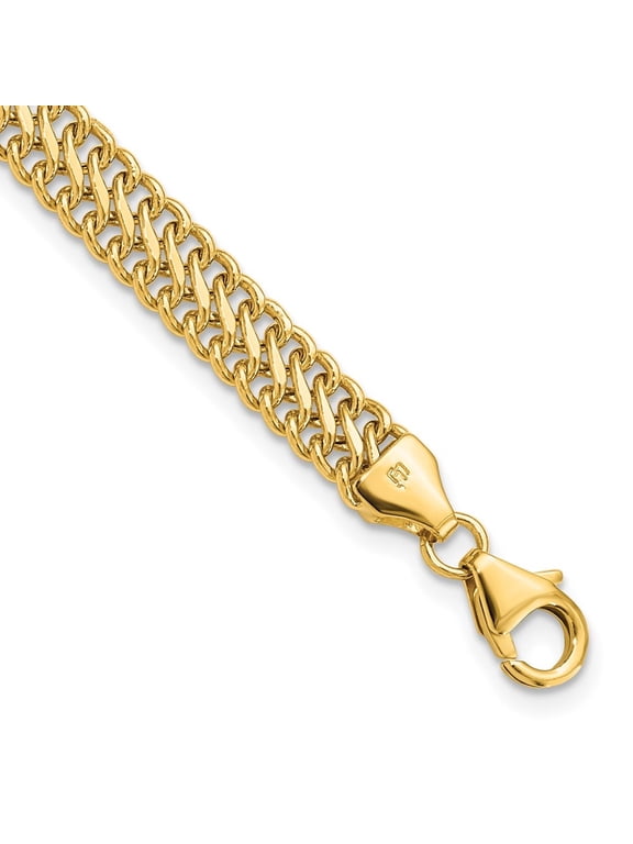 Diamond2Deal 14K Yellow Gold Polished S Link Bracelet for Men 7.5"