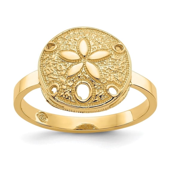 Diamond2Deal Mother's Day Gift 14K Yellow Gold Polished Sand Dollar Ring for Women Size 7