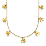 Diamond2Deal 14K Yellow Gold Polished Seven Dangle 3 Leaf Clovers Necklace for Women 16"