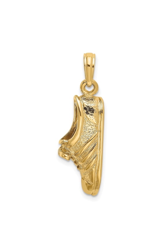 14K Yellow Gold Polished Track Shoe Charm Pendant for Women (L-19.8 mm,W-5 mm)