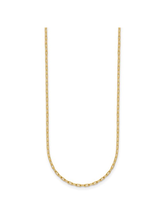 14K Yellow Gold Polished and Diamond-cut 1.2mm Solid Flat Oval Link Chain Necklace for Women 16"