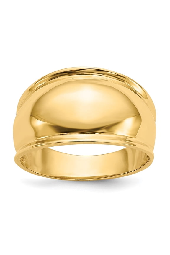 Diamond2Deal 14K Yellow Gold Ridge-edged Dome Ring for Women Size 7.5