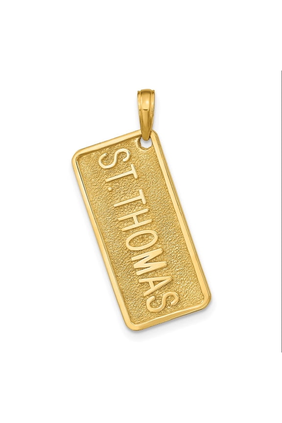 14K Yellow Gold ST. THOMAS Plate Pendant for Women (L- 1.15 in, W- 0.41 in)