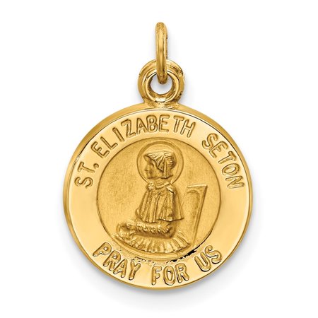 Diamond2Deal 14K Yellow Gold Saint Elizabeth Seton Medal Pendant for Women (L- 0.7 in, W- 0.5 in)