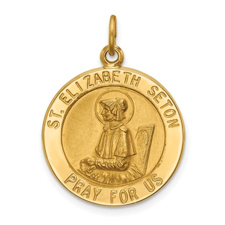 Diamond2Deal 14K Yellow Gold Saint Elizabeth Seton Medal Pendant for Women (L- 1.05 in, W- 0.77 in)