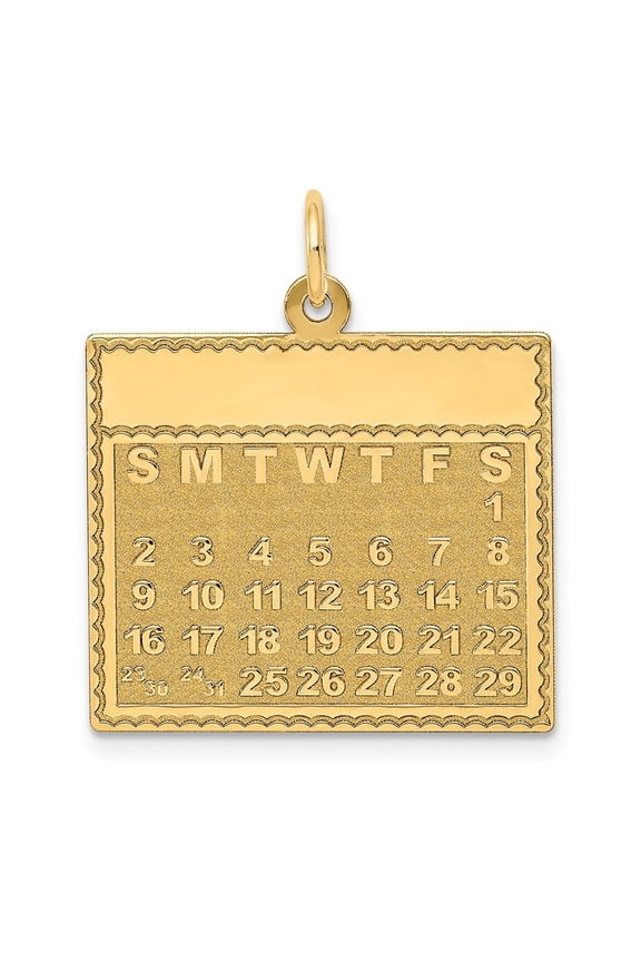 14K Yellow Gold Saturday the First Day Calendar Pendant for Women