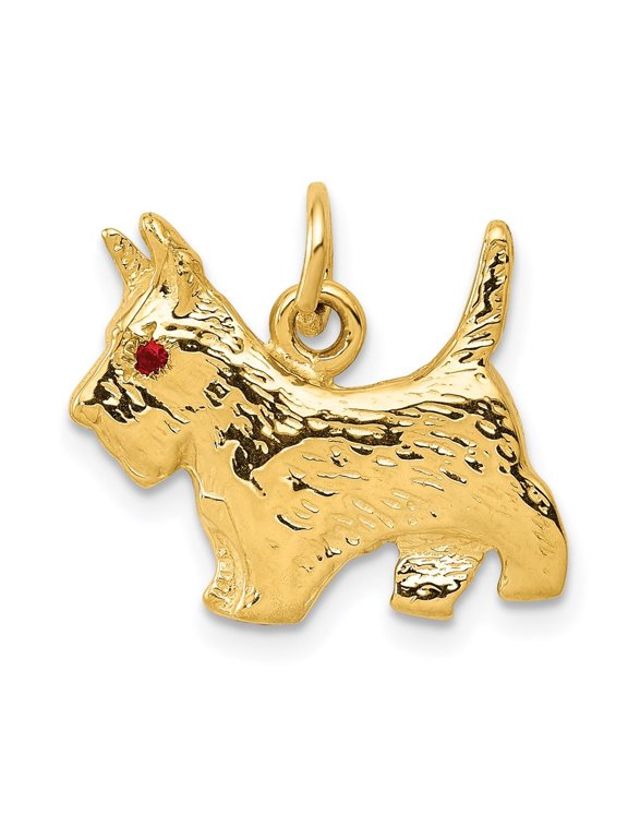 14K Yellow Gold Scottie Dog Charm Pendant for Women (L-17 mm,W-16 mm)