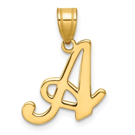 Diamond2Deal 14K Yellow Gold Script Letter A Initial Pendant