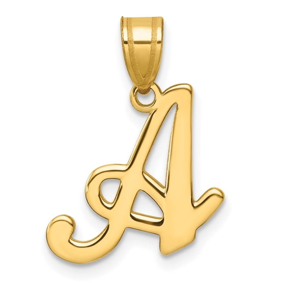 Diamond2Deal 14K Yellow Gold Script Letter A Initial Pendant