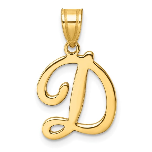 Diamond2Deal 14K Yellow Gold Script Letter D Initial Pendant
