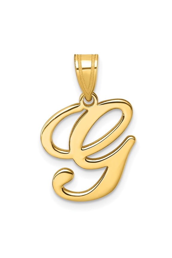 14K Yellow Gold Script Letter G Initial Pendant