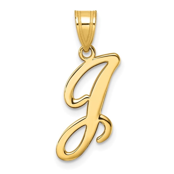 Diamond2Deal 14K Yellow Gold Script Letter J Initial Pendant