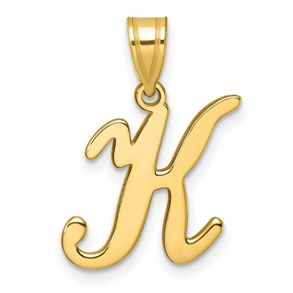 Diamond2Deal 14K Yellow Gold Script Letter K Initial Pendant
