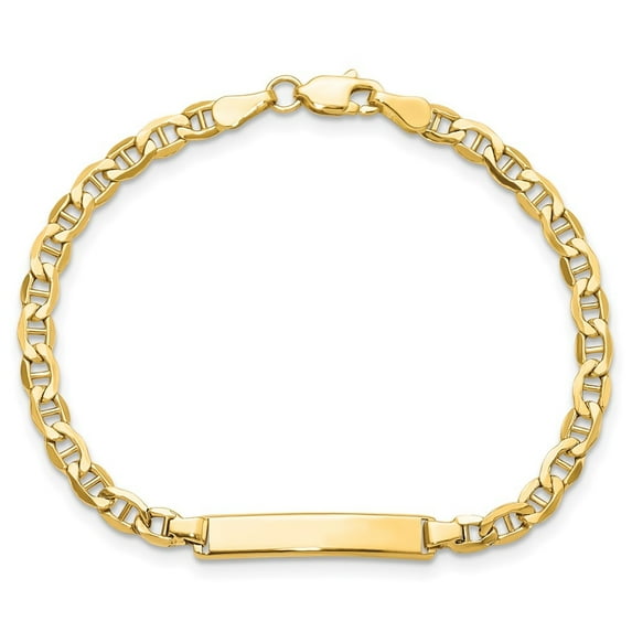 Diamond2Deal 14K Yellow Gold Semi-Solid Anchor Chain Link ID Bracelet for Men 6"