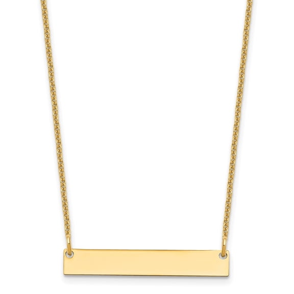 Diamond2Deal 14K Yellow Gold Small Polished Blank Bar Necklace for Women 18"