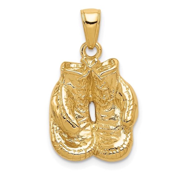 Diamond2Deal 14K Yellow Gold Solid Polished Open-Backed Boxing Gs Pendant for Men (L- 1.15 inch, W- 0.56 inch)