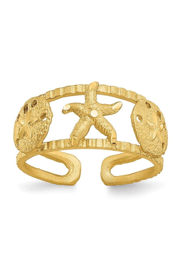 Diamond2Deal 14K Yellow Gold Starfish Toe Ring for Women