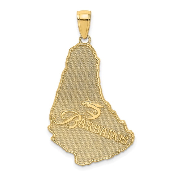 Diamond2Deal 14K Yellow Gold Textured BARBADOS Map Pendant for Women (L- 1.38 in, W- 0.75 in)