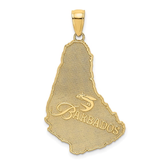 Diamond2Deal 14K Yellow Gold Textured BARBADOS Map Pendant for Women (L- 1.38 in, W- 0.75 in)