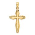 thumbnail image 1 of Diamond2Deal 14K Yellow Gold Textured Cross Charm Pendant for Women (L- 1.56 in, W- 0.82 in), 1 of 4