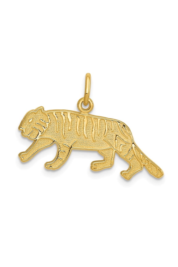 14K Yellow Gold Tiger Charm Pendant for Women (L-19 mm,W-25 mm)