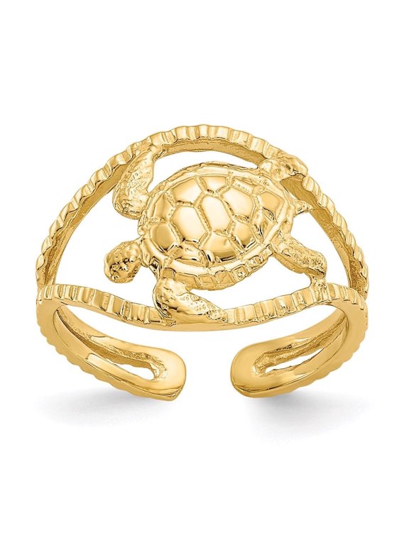 14K Yellow Gold Turtle Toe Ring for Women
