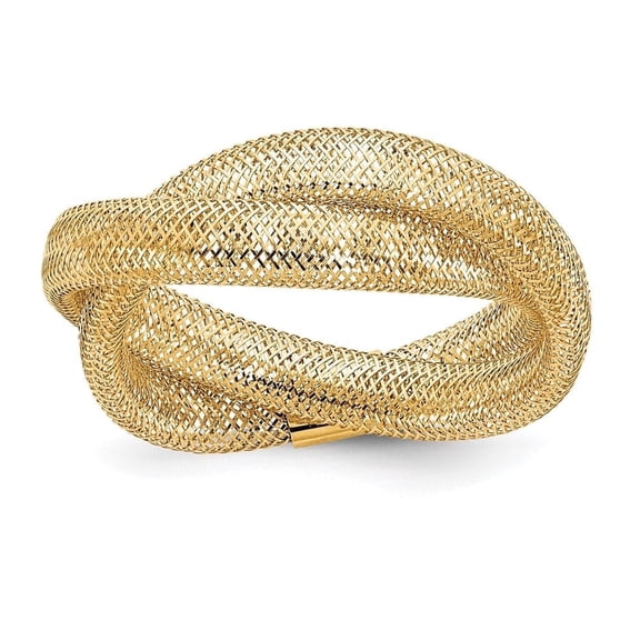 Diamond2Deal Mother's Day Gift 14K Yellow Gold Twisted Woven Mesh Stretch Ring for Women Size 7