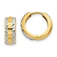 thumbnail image 1 of Diamond2Deal 14K Yellow Gold and Rhodium Hinged Hoop Earrings for Women (L- 0.4 inch, W- 0.2 inch), 1 of 2