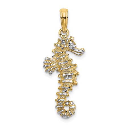 Diamond2Deal 14K Yellow Gold 3-D Seahorse Pendant for Women (L- 1.23 in, W- 0.47 in)