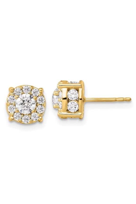 14k 1 1/2 carat Lab Grown Diamond VS/SI+ G+ Complete Round Fashion Halo Post Earrings