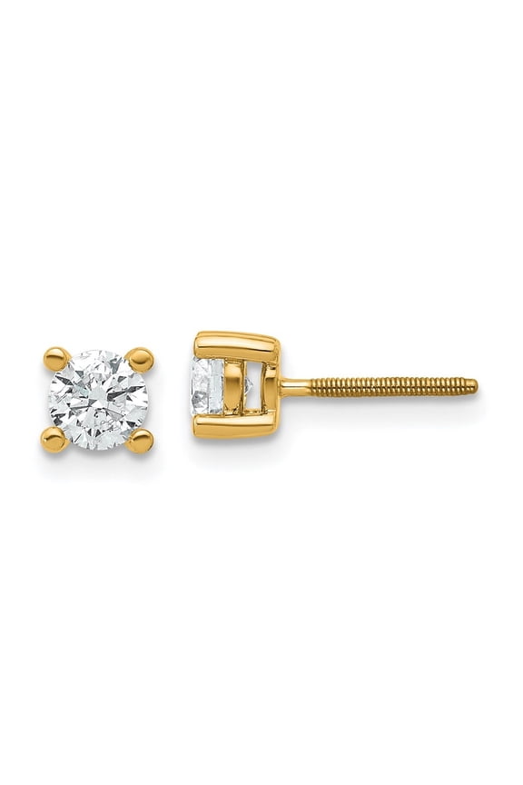 14k 5/8 carat Certified Lab Grown Diamond VS+ F+ Round Complete Four Prong Screwback Heavyweight Stud Earrings