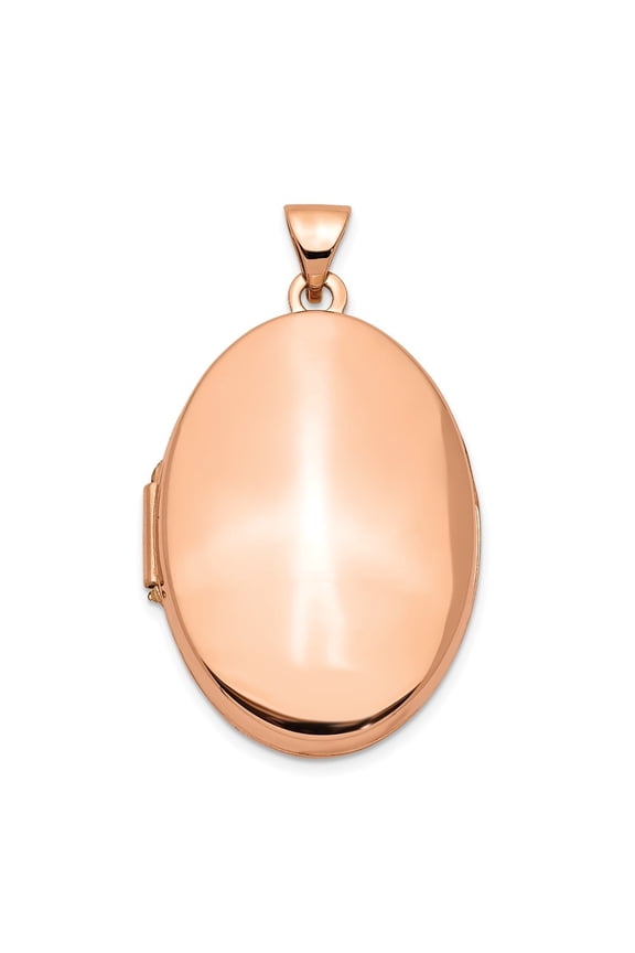 14k Rose Gold 26mm Domed Oval Locket Pendant for Women (L- 1.32 in, W- 0.77 in)
