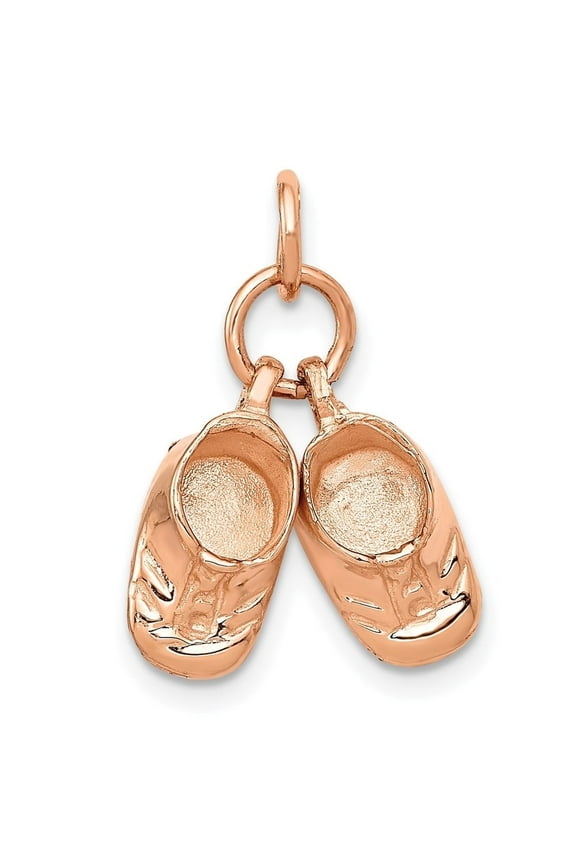 14k Rose Gold 3D Moveable Rose Gold Shoes Charm Pendant for Women (L- 0.63 inch, W- 0.6 inch)