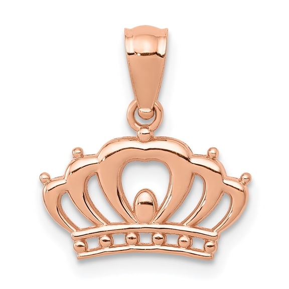 Diamond2Deal 14k Rose Gold Crown Pendant for Women (L- 0.4 in, W- 0.52 in)