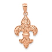 Diamond2Deal 14k Rose Gold Fleur de lis Pendant for Men L- 0.83 inch, W- 0.56 inch