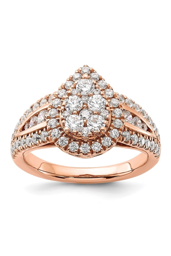 14k Rose Gold Lab Grown Diamond VS/SI GH, Cluster Ring for Women Size- 7
