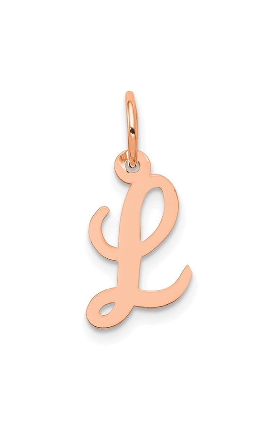 14k Rose Gold Small Script Letter L Initial Charm for Women