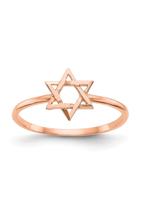 14k Rose Gold Star of David Ring Size- 7 for Women