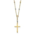 thumbnail image 1 of Diamond2Deal 14k Tri-Color Gold Beaded Cross Necklace 17inch for Women, 1 of 1