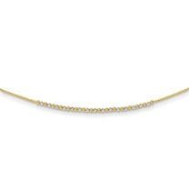 Diamond2Deal 14k Two-Tone Gold Diamond-Cut Beaded Cable Chain Necklace for Women 18"