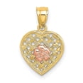 thumbnail image 1 of Diamond2Deal 14k Two-tone Gold Flower On Woven Heart Pendant for Women (L- 0.63 in, W- 0.45 in), 1 of 4