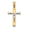 thumbnail image 1 of Diamond2Deal 14k Two-tone Gold Crucifix Pendant for Women (L- 1.32 in, W- 0.69 in), 1 of 4