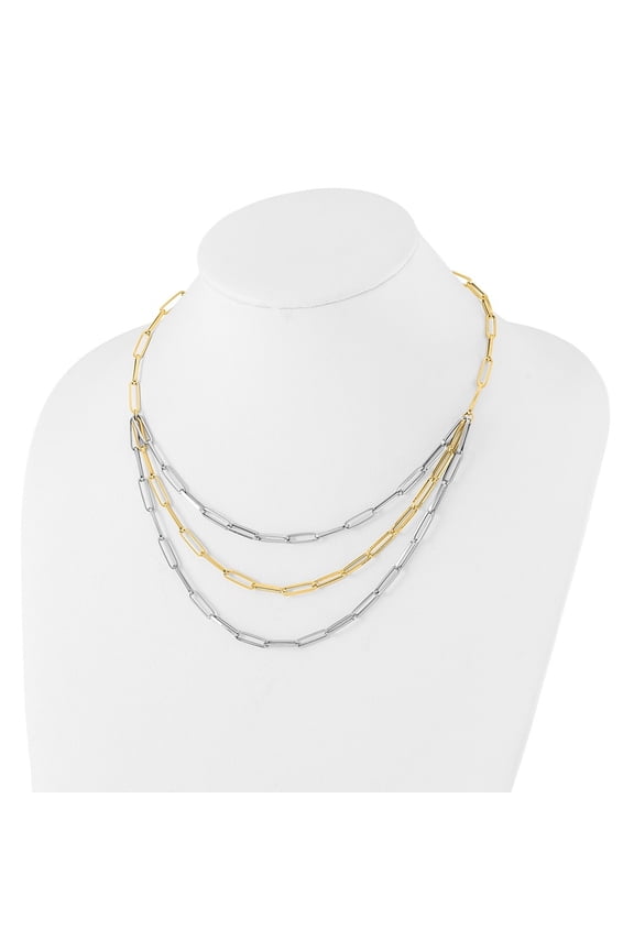 Diamond2Deal 14k Two-Tone Gold Polished Fancy Link Cable Chain Necklace for Men 18.25"