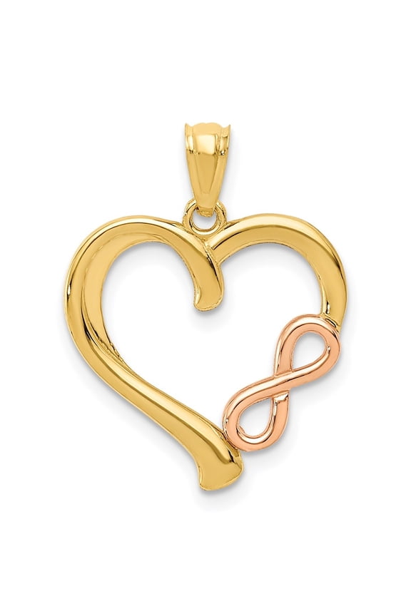 14k Two-tone Gold Infinity Heart Pendant for Women (L- 0.87 in, W- 0.68 in)