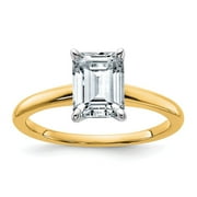 Diamond2Deal 14k Twotone Gold 1 3/4ct. GHI True Light Emerald Solitaire Ring for Women Size 7